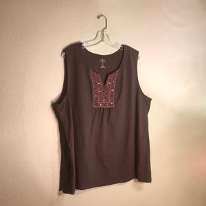 Sleeveless Brown Shirt | St. John’s Bay | 3X | W